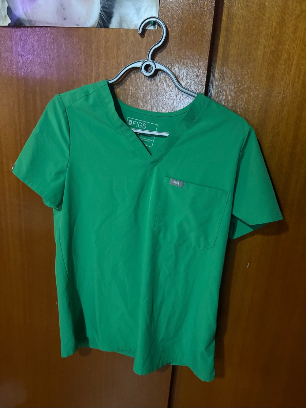 FIGS safety Green V-Neck Scrub Top with chest pocket